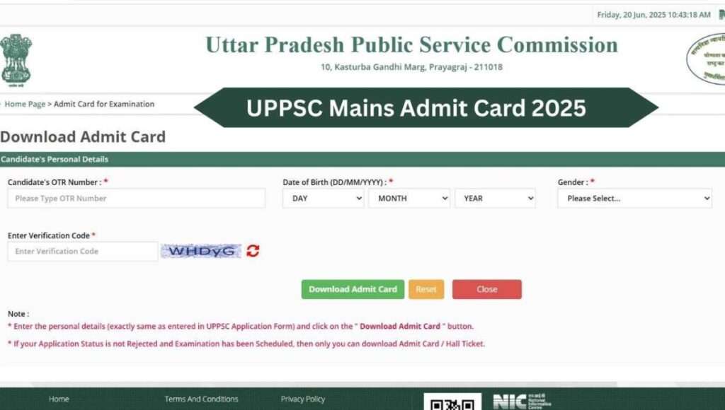 UPPSC Mains Admit Card
